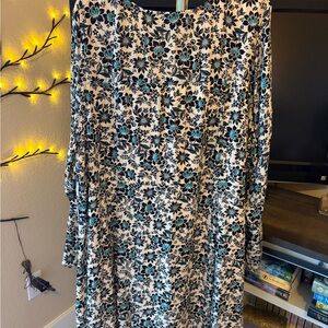 Torrid Blue and Black Floral Long Sleeve Dress